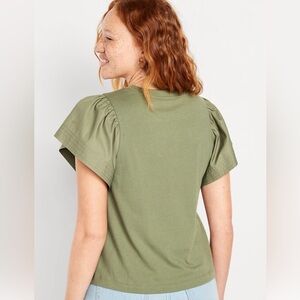 Ruffle Sleeve Top - 100% Cotton - size Small Tall